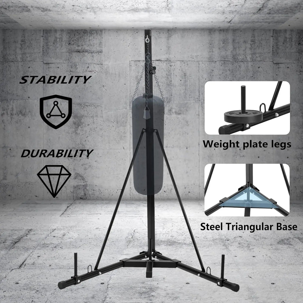 Height Adjustable Punching Bag Stand, Heavy Duty Boxing Bag Stand, Heavy Bag Stand Steel Sandbag Rack Independent to 150 lbs