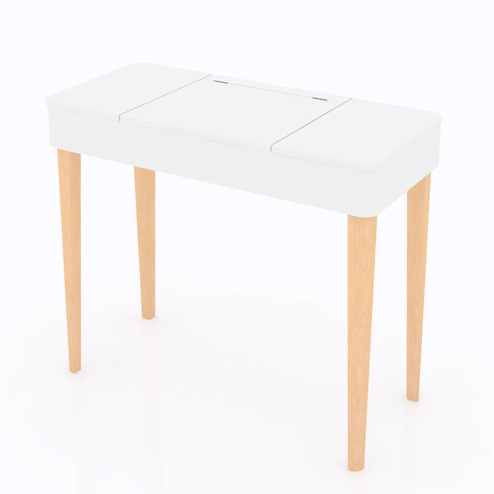 Vanity Mirror with Lights and Solid Wood Legs and Flip-Up High Definition Mirror