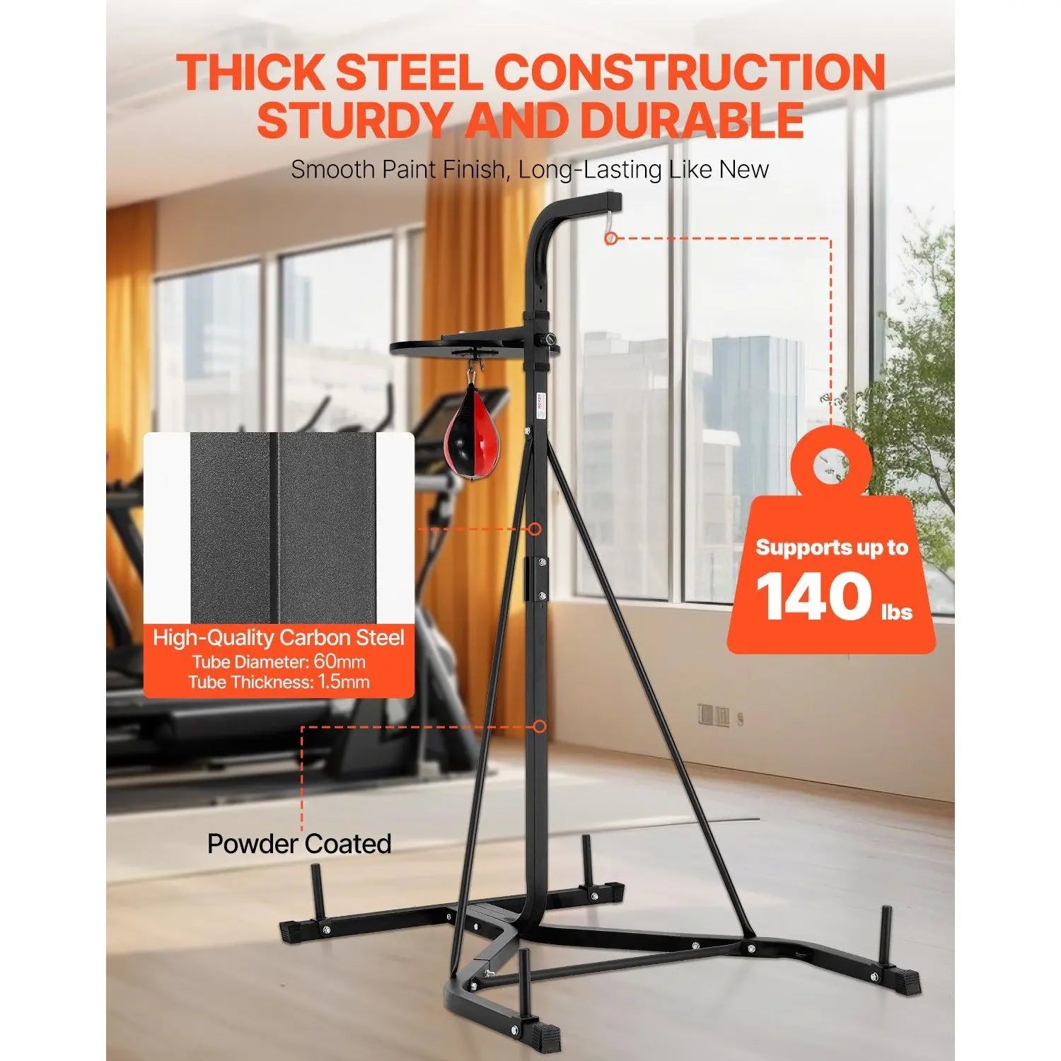 2 in 1 Heavy Duty Steel Punching Bag Frame Boxing & Fitness Stand with Punching Bag & Sand Bag