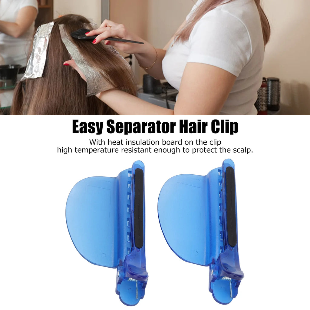 2PCS Sectioning Clips Heat Insulation Easy Speed Separator Clip Blue for Wig Extension Hair Highlighting