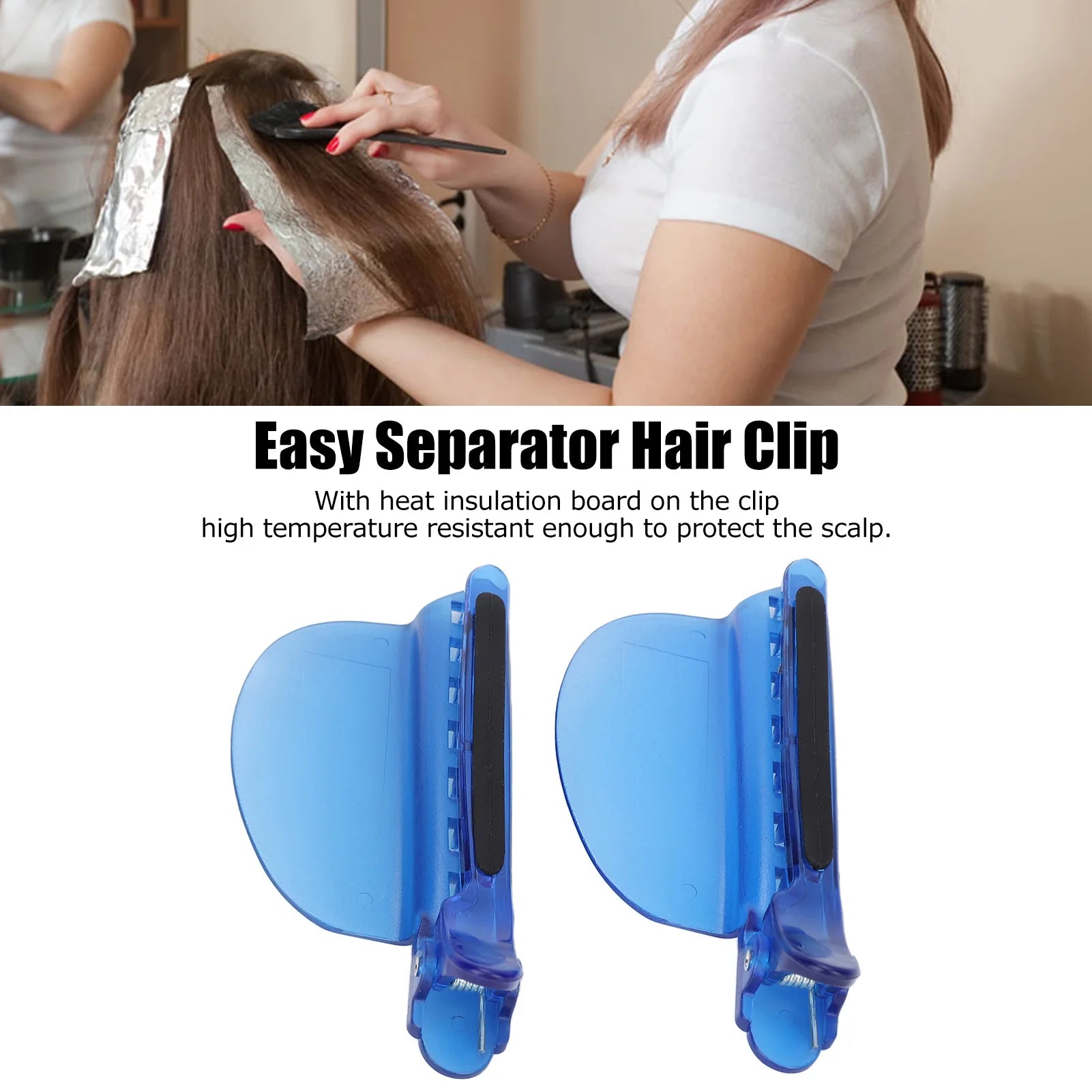 2PCS Sectioning Clips Heat Insulation Easy Speed Separator Clip Blue for Wig Extension Hair Highlighting