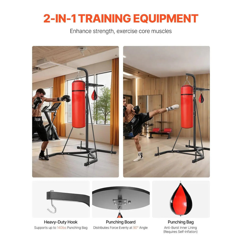 2 in 1 Heavy Duty Steel Punching Bag Frame Boxing & Fitness Stand with Punching Bag & Sand Bag