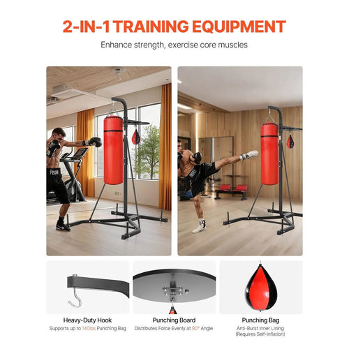 2 in 1 Heavy Duty Steel Punching Bag Frame Boxing & Fitness Stand with Punching Bag & Sand Bag