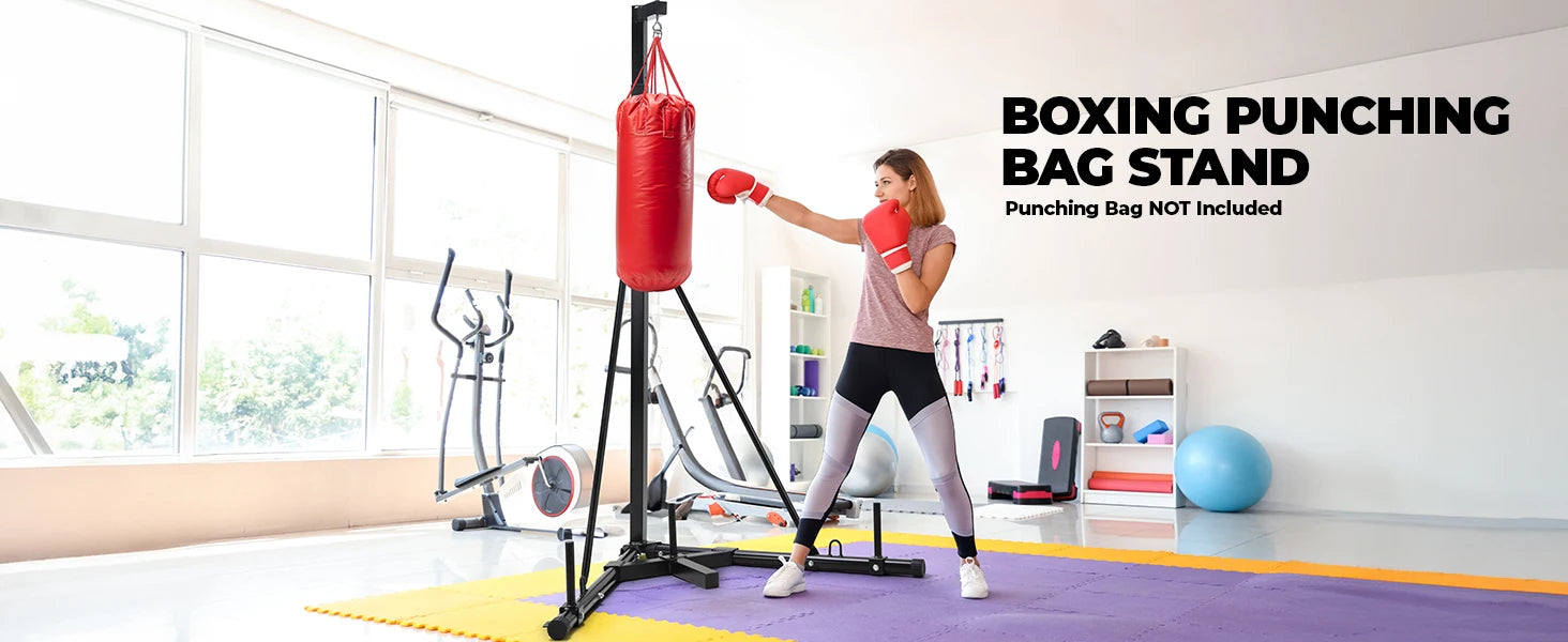Height Adjustable Punching Bag Stand, Heavy Duty Boxing Bag Stand, Heavy Bag Stand Steel Sandbag Rack Independent to 150 lbs