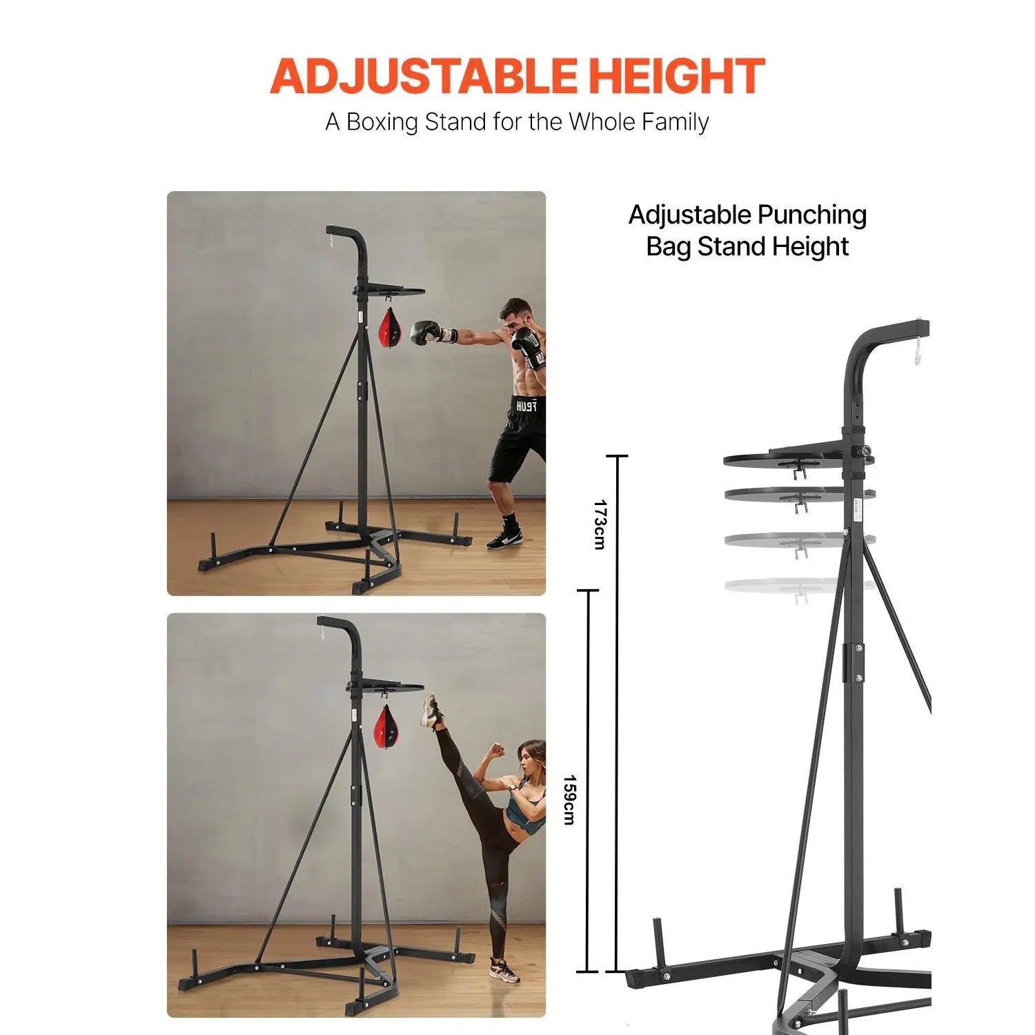 2 in 1 Heavy Duty Steel Punching Bag Frame Boxing & Fitness Stand with Punching Bag & Sand Bag