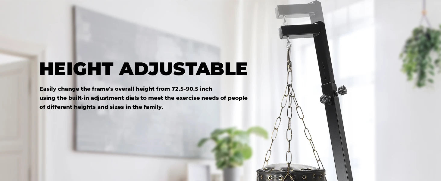 Height Adjustable Punching Bag Stand, Heavy Duty Boxing Bag Stand, Heavy Bag Stand Steel Sandbag Rack Independent to 150 lbs