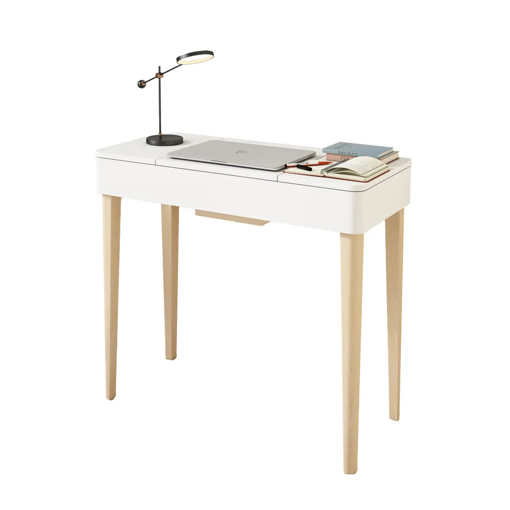 Vanity Mirror with Lights and Solid Wood Legs and Flip-Up High Definition Mirror