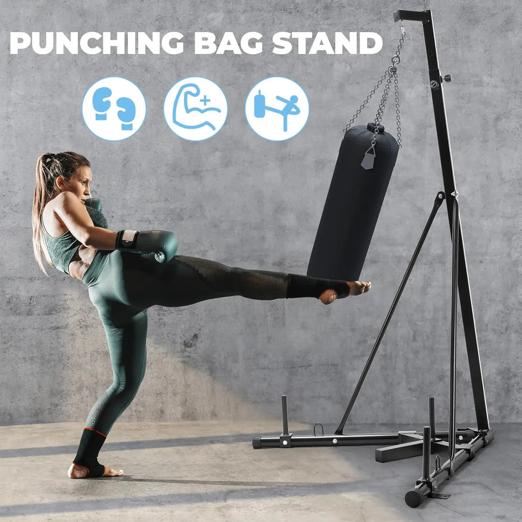 Height Adjustable Punching Bag Stand, Heavy Duty Boxing Bag Stand, Heavy Bag Stand Steel Sandbag Rack Independent to 150 lbs