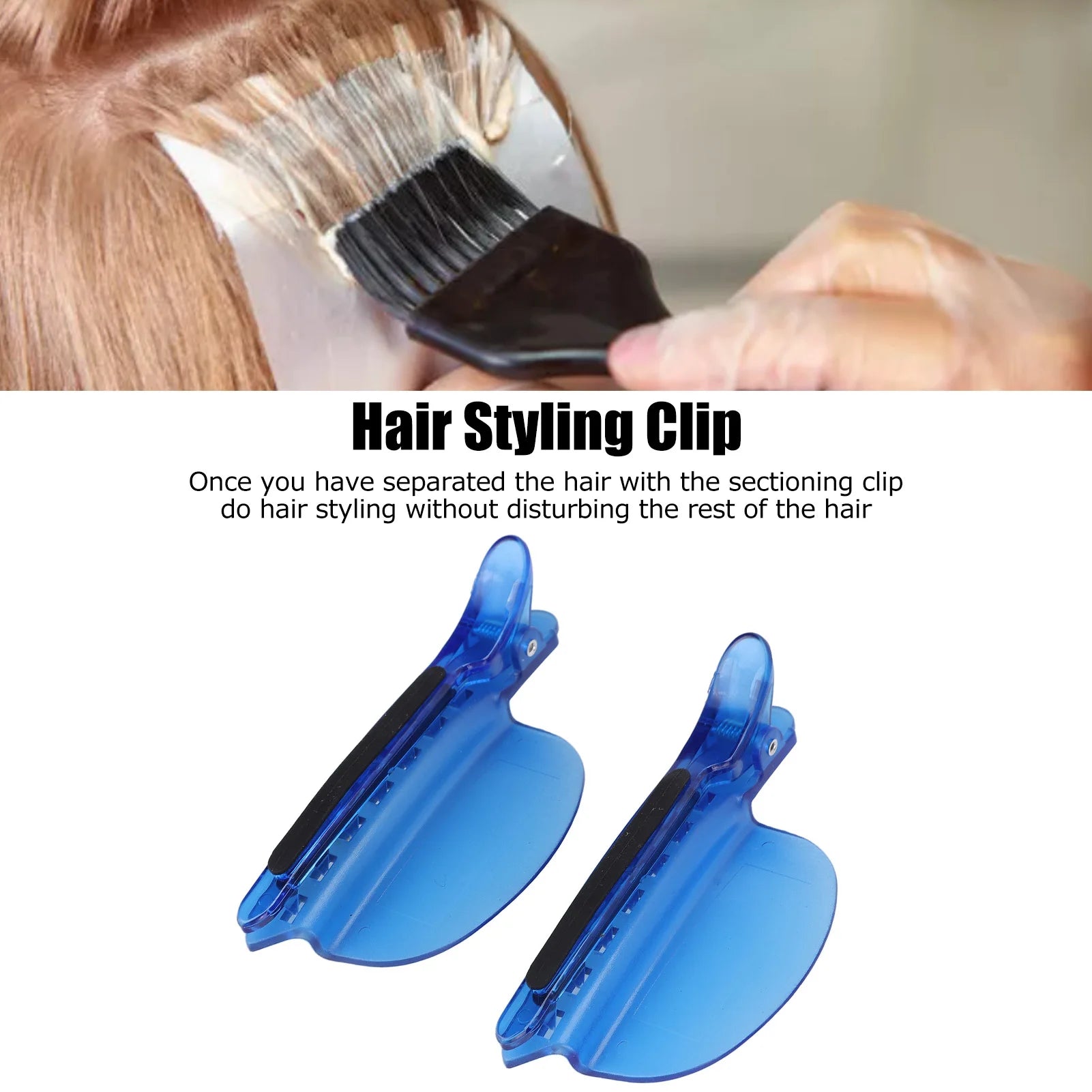 2PCS Sectioning Clips Heat Insulation Easy Speed Separator Clip Blue for Wig Extension Hair Highlighting