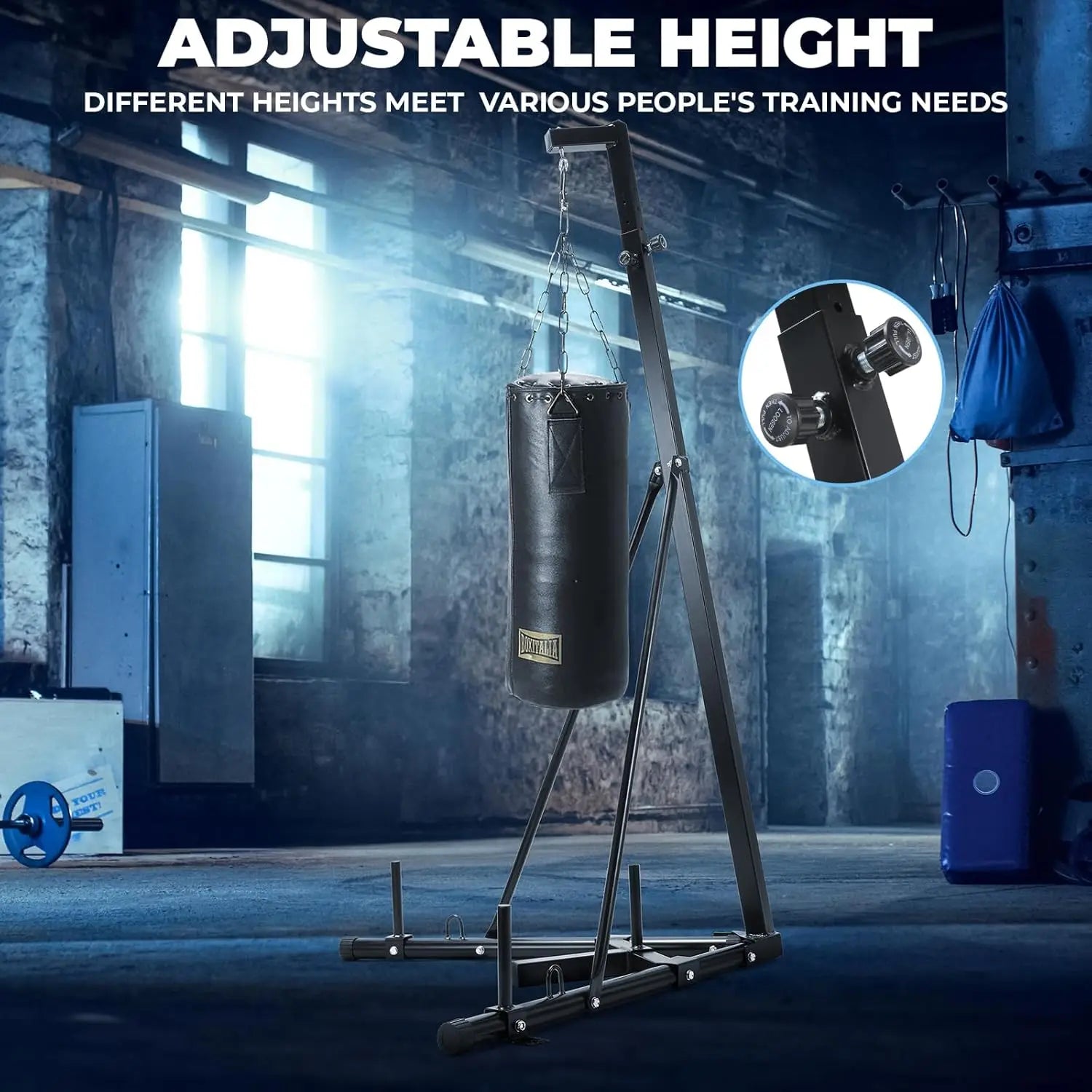 Height Adjustable Punching Bag Stand, Heavy Duty Boxing Bag Stand, Heavy Bag Stand Steel Sandbag Rack Independent to 150 lbs