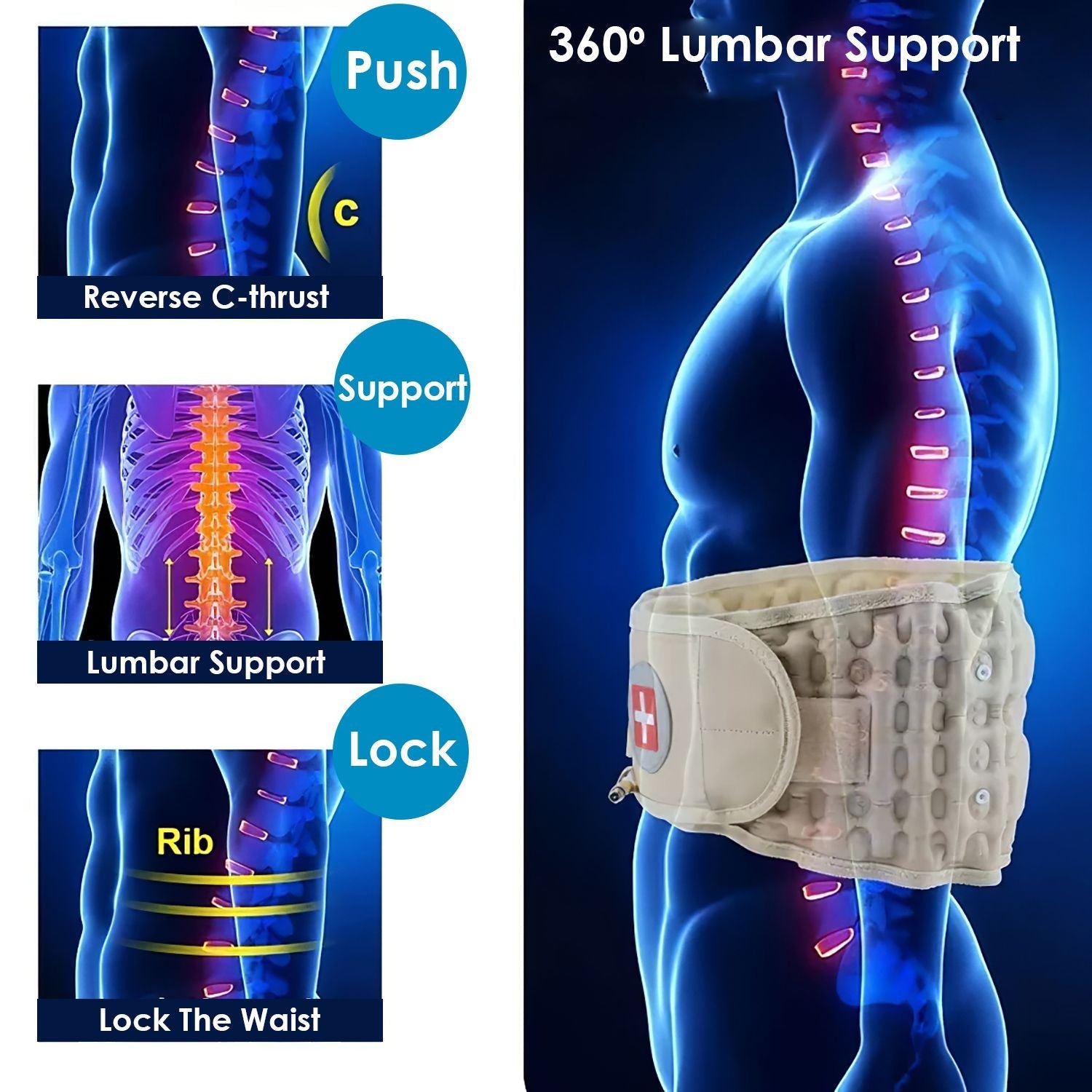 Decompression Back Belt Lumbar Spine Support Lower Back Air Traction